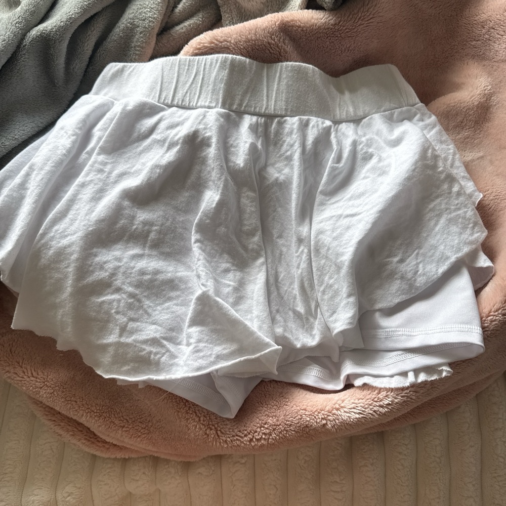 White Elastic Waist Shorts